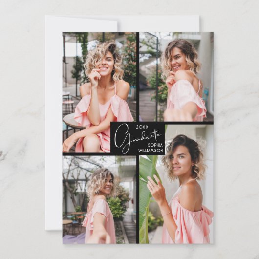 Afstuderen 4 Foto Collage Party Kaart (Voorkant)