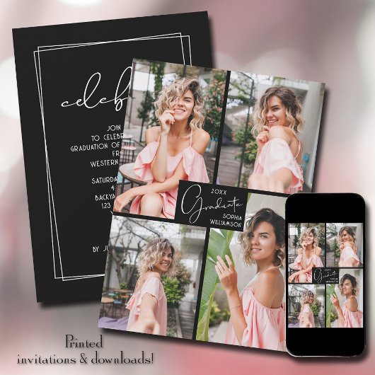 Afstuderen 4 Foto Collage Party Kaart