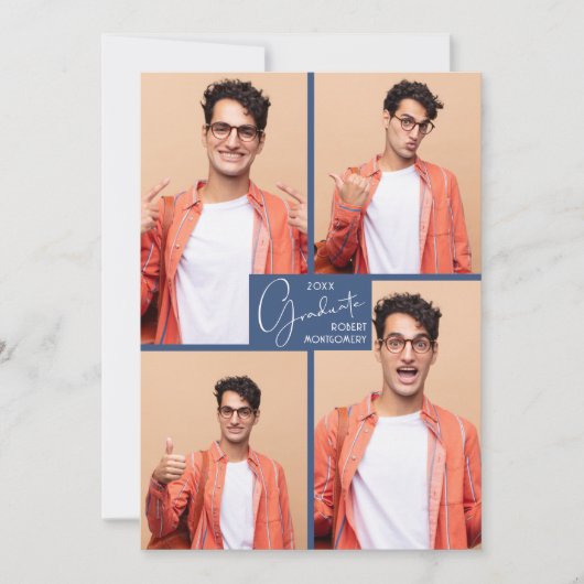 Afstuderen 4 Foto Collage Party Kaart (Voorkant)