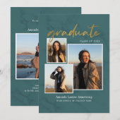 Afstuderen 4 Foto-collage Script Green Marble Aankondiging (Voorkant / Achterkant)