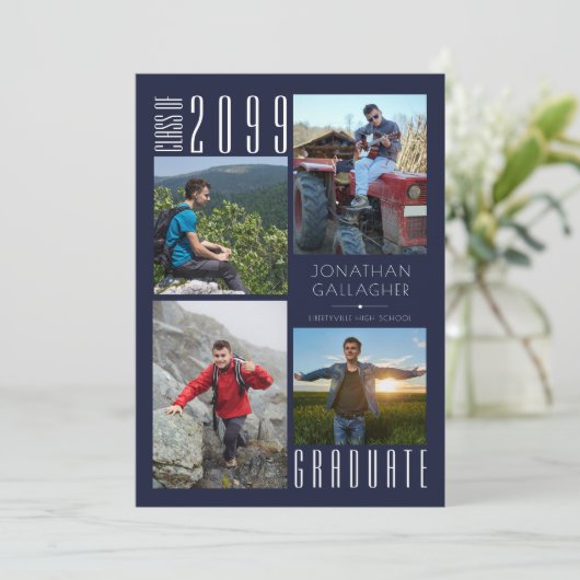 Afstuderen 4 Foto marine en White Aankondiging (Staand voorkant)