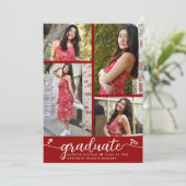 Afstuderen 4 Foto Modern Calligrafie Hartelijk roo Aankondiging (Staand voorkant)