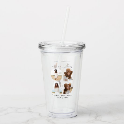 Afstuderen 4 foto modern gepersonaliseerd eenvoudi acryl drinkbeker (Achterkant)