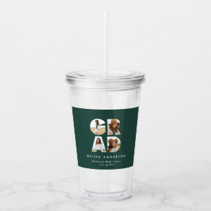 Afstuderen 4 foto modern gepersonaliseerd groen acryl drinkbeker
