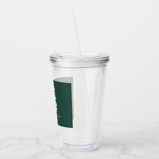 Afstuderen 4 foto modern gepersonaliseerd groen acryl drinkbeker (Links)