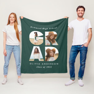 Afstuderen 4 foto modern gepersonaliseerd groen fleece deken