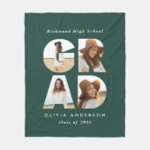 Afstuderen 4 foto modern gepersonaliseerd groen fleece deken (Voorkant)