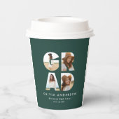 Afstuderen 4 foto modern gepersonaliseerd groen papieren bekers (Achterkant)