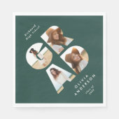 Afstuderen 4 foto modern gepersonaliseerd groen servet (Voorkant)