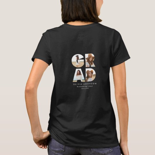 Afstuderen 4 foto modern gepersonaliseerd groen t-shirt (Achterkant)