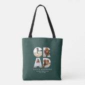 Afstuderen 4 foto modern gepersonaliseerd groen tote bag (Achterkant)