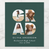 Afstuderen 4 foto modern gepersonaliseerd groen wijn etiket (Enkel label)