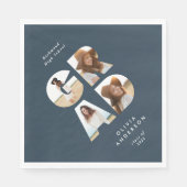 Afstuderen 4 foto modern gepersonaliseerd marinebl servet (Voorkant)