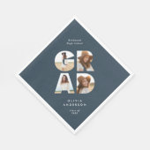 Afstuderen 4 foto modern gepersonaliseerd marinebl servet (Hoek)