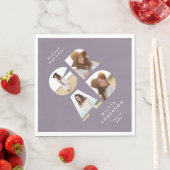 Afstuderen 4 foto modern gepersonaliseerd paars ch servet (Insitu)