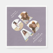Afstuderen 4 foto modern gepersonaliseerd paars ch servet (Voorkant)