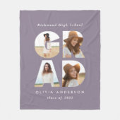 Afstuderen 4 foto modern gepersonaliseerd paars fleece deken (Voorkant)