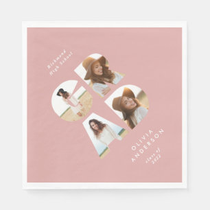 Afstuderen 4 foto modern gepersonaliseerd roze mei servet