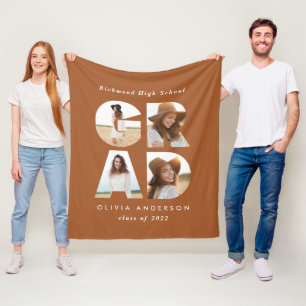 Afstuderen 4 foto modern gepersonaliseerd terracot fleece deken