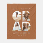 Afstuderen 4 foto modern gepersonaliseerd terracot fleece deken (Voorkant)