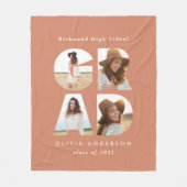 Afstuderen 4 foto modern gepersonaliseerd terracot fleece deken (Voorkant)