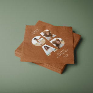 Afstuderen 4 foto modern gepersonaliseerd terracot servet