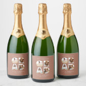 Afstuderen 4 foto modern gepersonaliseerd terracot sparkling wijnetiket (Flessen)
