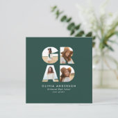 Afstuderen 4 foto moderne aankondiging groen (Staand voorkant)