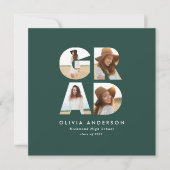 Afstuderen 4 foto moderne aankondiging groen (Voorkant)