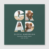 Afstuderen 4 foto moderne aankondiging groen (Voorkant)