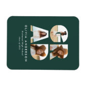 Afstuderen 4 foto moderne aankondiging groen magneet (Horizontaal)