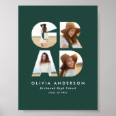 Afstuderen 4 foto moderne aankondiging groen poster (Voorkant)