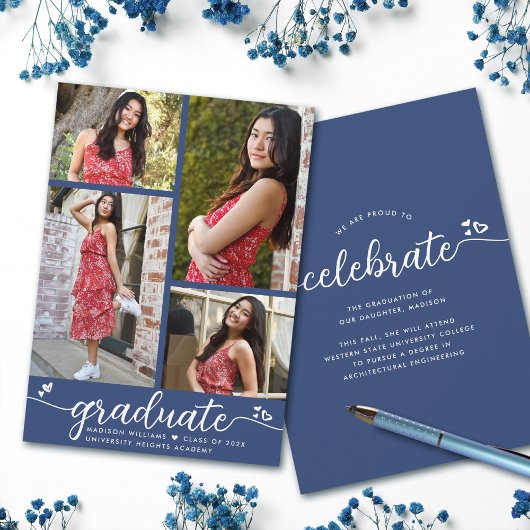Afstuderen 4 Foto Moderne kalligrafie Haruw blauw Aankondiging