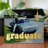 Afstuderen 4 Foto retro Funky Gold Party Folie Uitnodiging