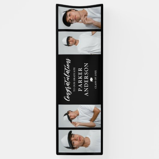 Afstuderen 4 Fotocollage Gefeliciteerd Spandoek (Verticaal)