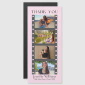 afstuderen 4 foto's stand dank u roze magneet magnetische uitnodiging (Voorkant / Achterkant)