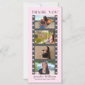 afstuderen 4 foto's stand dank u roze magneet magnetische uitnodiging (Voorkant)