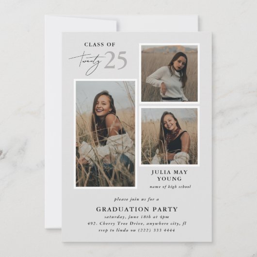 Afstuderen 4 Photo Collage Graduation Party Kaart (Achterkant)