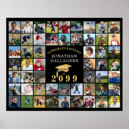 Afstuderen 54 Foto Collage Zwart Gouden Mutse Poster