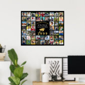 Afstuderen 54 Foto Collage Zwart Gouden Mutse Poster (Thuiskantoor)