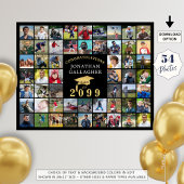 Afstuderen 54 Fotocollage Zwart Goud Pet Poster