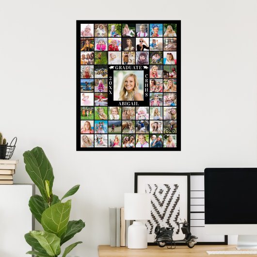 Afstuderen 55 Foto Collage Personaliseer uw kleur Poster (Thuiskantoor)