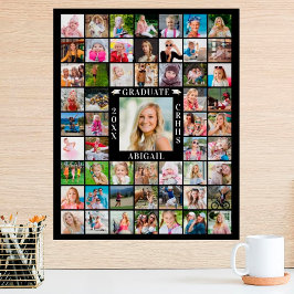 Afstuderen 55 Foto Collage Personaliseer uw kleur Poster