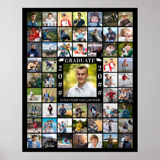 Afstuderen 55 Foto Collage Persoonlijk Poster (Voorkant)