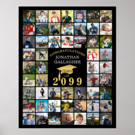 Afstuderen 55 Foto Collage Zwart Gouden Baret Poster