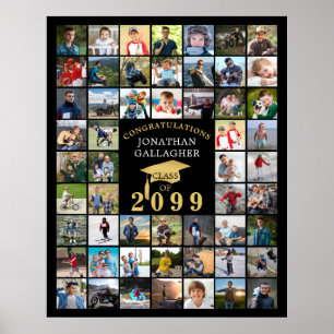 Afstuderen 55 Foto Collage Zwart Gouden Baret Poster