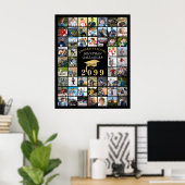 Afstuderen 55 Foto Collage Zwart Gouden Baret Poster (Thuiskantoor)