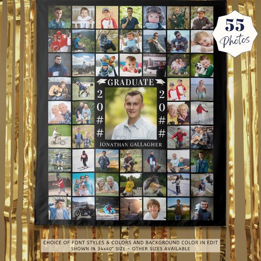 Afstuderen 55 Fotocollage aangepaste kleur achterg Wandkleed