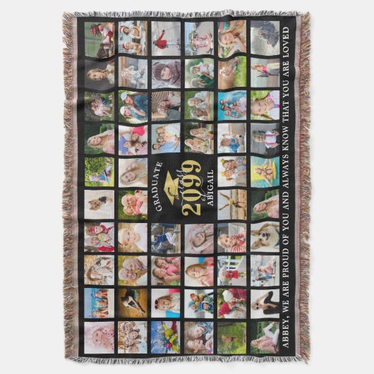 Afstuderen 57 jaar fotocollage op maat deken (Voorkant Verticaal)