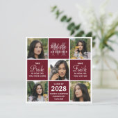 Afstuderen 5 Foto Collage Burgundy Afstuderen Anno Aankondiging (Staand voorkant)